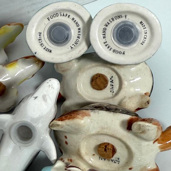 Vintage Lot 5 Ocean Fish Ceramic Salt Pepper Shakers SeaHorse Turtle Dolphin - Picture 6 of 9